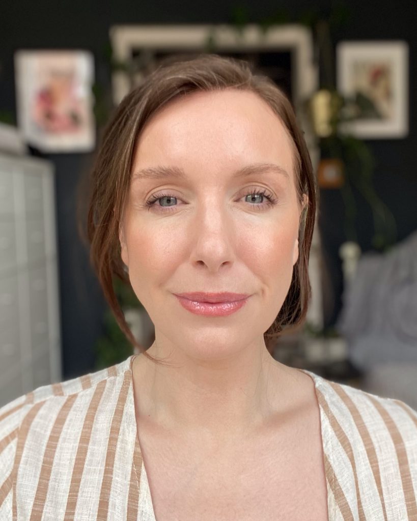 Fenty Beauty Eye bright worn over concealer as an illuminator with a tinted moisturiser base and finished makeup